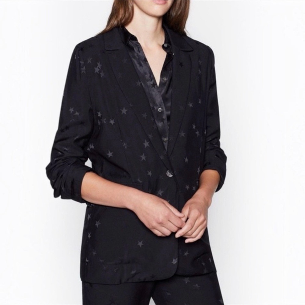 Equipment x Tabitha Simmons Hampton Star Print Black Blazer Jacket Size 10
